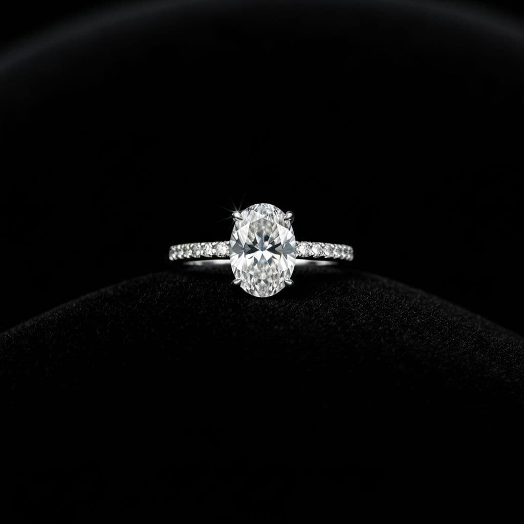 Elegant oval diamond engagement ring