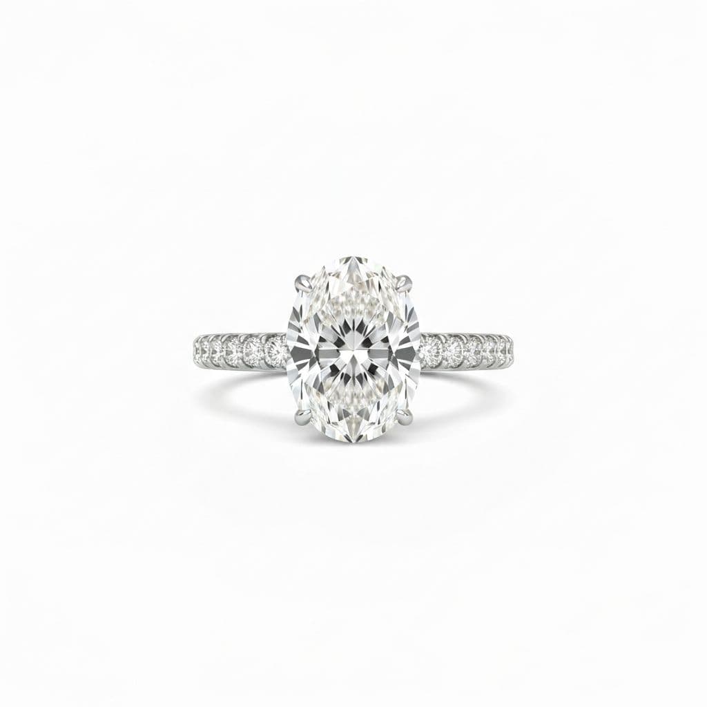 Elegant oval diamond engagement ring