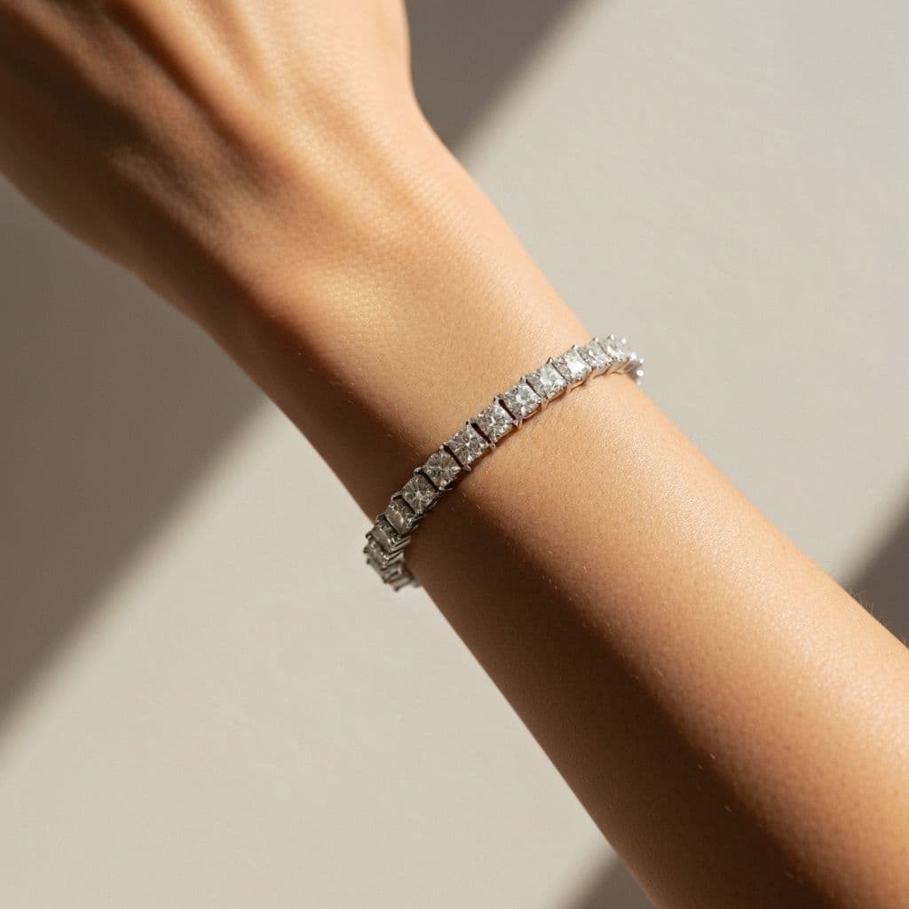 Diamond tennis bracelet on wrist